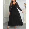 image:imagePlus Size Formal Dress VNeck Lace Chiffon Maxi Wedding Guest GownBlack