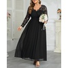 image:imagePlus Size Formal Dress VNeck Lace Chiffon Maxi Wedding Guest GownBlack