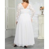 image:imagePlus Size Formal Dress VNeck Lace Chiffon Maxi Wedding Guest GownWhite