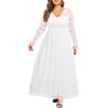 image:imagePlus Size Formal Dress VNeck Lace Chiffon Maxi Wedding Guest GownWhite1