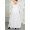 image:imagePlus Size Formal Dress VNeck Lace Chiffon Maxi Wedding Guest GownWhite1