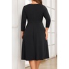 image:imagePlus Size Wedding Guest Dress Fall Semi Formal 34 Sleeve Aline Midi DressBlackmetal Buckle