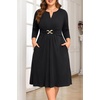 image:imagePlus Size Wedding Guest Dress Fall Semi Formal 34 Sleeve Aline Midi DressBlackmetal Buckle