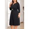image:imagePlus Size Wedding Guest Dress Fall Semi Formal 34 Sleeve Aline Midi DressBlackmetal Buckle