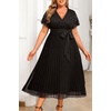 image:imagePlus Size Wedding Guest Dress Lace Pleated Midi DressBlack