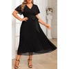 image:imagePlus Size Wedding Guest Dress Lace Pleated Midi DressBlack