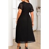 image:imagePlus Size Wedding Guest Dress Lace Pleated Midi DressBlack