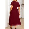 image:imagePlus Size Wedding Guest Dress Lace Pleated Midi DressBurgundy