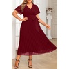 image:imagePlus Size Wedding Guest Dress Lace Pleated Midi DressBurgundy