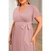 image:imagePlus Size Wedding Guest Dress Lace Pleated Midi DressDusty Pink