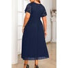 image:imagePlus Size Wedding Guest Dress Lace Pleated Midi DressNavy Blue