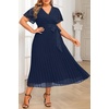 image:imagePlus Size Wedding Guest Dress Lace Pleated Midi DressNavy Blue