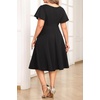 image:imagePlus Size Wedding Guest Dress Short Sleeve V Neck ALine Midi Dresses WomenBlack