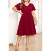 image:imagePlus Size Wedding Guest Dress Short Sleeve V Neck ALine Midi Dresses WomenBurgundy