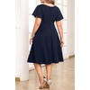 image:imagePlus Size Wedding Guest Dress Short Sleeve V Neck ALine Midi Dresses WomenNavy Blue