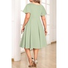 image:imagePlus Size Wedding Guest Dress Short Sleeve V Neck ALine Midi Dresses WomenSage Green