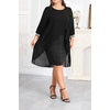 image:imageTalisea Plus Size Wedding Guest Dress  Glitter Cape Sleeve Cocktail DressBlack