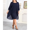 image:imageTalisea Plus Size Wedding Guest Dress  Glitter Cape Sleeve Cocktail DressNavy Blue