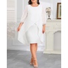 image:imageTalisea Plus Size Wedding Guest Dress  Glitter Cape Sleeve Cocktail DressWhite