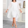 image:imageTalisea Plus Size Wedding Guest Dress  Glitter Cape Sleeve Cocktail DressWhite