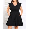 image:imageTalisea Womens Plus Size V Neck Ruffle Sleeve Flowy Summer DressBlack