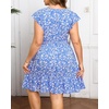 image:imageTalisea Womens Plus Size V Neck Ruffle Sleeve Flowy Summer DressBlue Floral