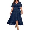 image:imagePlus Size Dresses Wedding Guest Fall Floral Long Sleeve Maxi Dress WomenNavy Blue Short Sleeve