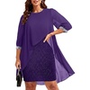 image:imageTalisea Plus Size Wedding Guest Dress  Glitter Cape Sleeve Cocktail DressPurple