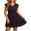 image:imageTalisea Womens Plus Size V Neck Ruffle Sleeve Flowy Summer DressBlack Cherry
