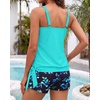 image:imageWomens Blouson Tankini Swimsuit with Shorts Tummy Control Bathing SuitAqua Floral