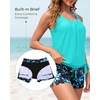 image:imageWomens Blouson Tankini Swimsuit with Shorts Tummy Control Bathing SuitAqua Floral