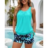 image:imageWomens Blouson Tankini Swimsuit with Shorts Tummy Control Bathing SuitAqua Floral