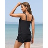 image:imageWomens Blouson Tankini Swimsuit with Shorts Tummy Control Bathing SuitBlack
