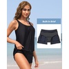 image:imageWomens Blouson Tankini Swimsuit with Shorts Tummy Control Bathing SuitBlack
