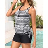 image:imageWomens Blouson Tankini Swimsuit with Shorts Tummy Control Bathing SuitBlack Tribal