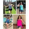 image:imageWomens Blouson Tankini Swimsuit with Shorts Tummy Control Bathing SuitBlue Leaves