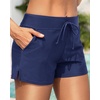 image:imageWomens Blouson Tankini Swimsuit with Shorts Tummy Control Bathing SuitBlue Leaves
