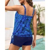 image:imageWomens Blouson Tankini Swimsuit with Shorts Tummy Control Bathing SuitBlue Paisley