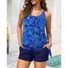 image:imageWomens Blouson Tankini Swimsuit with Shorts Tummy Control Bathing SuitBlue Paisley