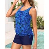 image:imageWomens Blouson Tankini Swimsuit with Shorts Tummy Control Bathing SuitBlue Paisley