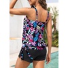 image:imageWomens Blouson Tankini Swimsuit with Shorts Tummy Control Bathing SuitBlue Pink Floral