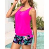 image:imageWomens Blouson Tankini Swimsuit with Shorts Tummy Control Bathing SuitPink Floral
