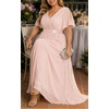 image:imagePlus Size Formal Dress  Chiffon V Neck Bridesmaid Wedding Guest PartyPink