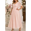 image:imagePlus Size Formal Dress  Chiffon V Neck Bridesmaid Wedding Guest PartyPink