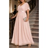 image:imagePlus Size Formal Dress  Chiffon V Neck Bridesmaid Wedding Guest PartyPink