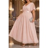 image:imagePlus Size Formal Dress  Chiffon V Neck Bridesmaid Wedding Guest PartyPink