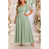 image:imagePlus Size Formal Dress  Chiffon V Neck Bridesmaid Wedding Guest PartySage Green
