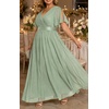 image:imagePlus Size Formal Dress  Chiffon V Neck Bridesmaid Wedding Guest PartySage Green