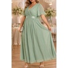 image:imagePlus Size Formal Dress  Chiffon V Neck Bridesmaid Wedding Guest PartySage Green