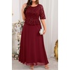 image:imagePlus Size Formal Dress  Sequin Lace Mother of The Bride Maxi Dress WomenBurgundy